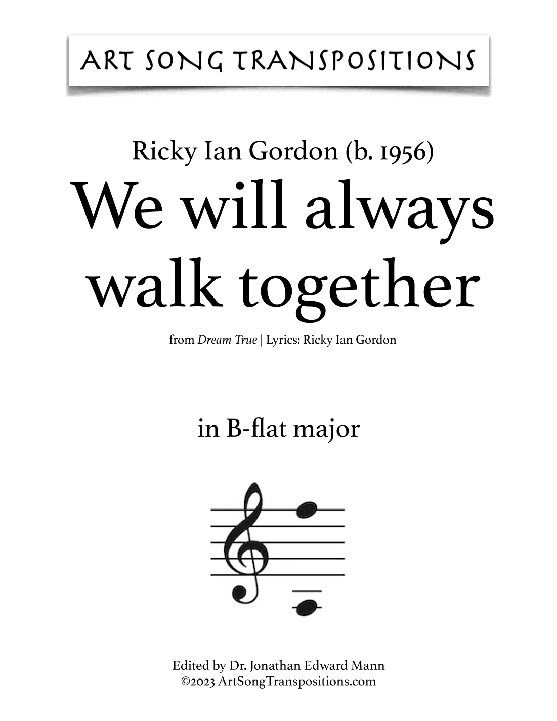 We Will Always Walk Together (arr. ArtSongTranspositions.com)