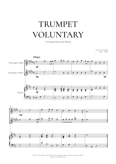 Trumpet Voluntary (Trumpet Duo and Piano) - Jeremiah Clarke (arr. Pedro Merendi)