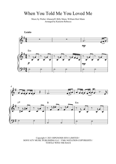 When You Told Me You Loved Me (arr. Kaiserin Rebecca)