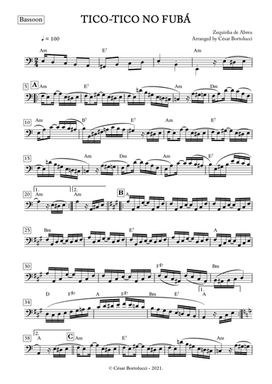 Tico-tico no Fubá - Bassoon with chords (arr. ACT Bortolucci)