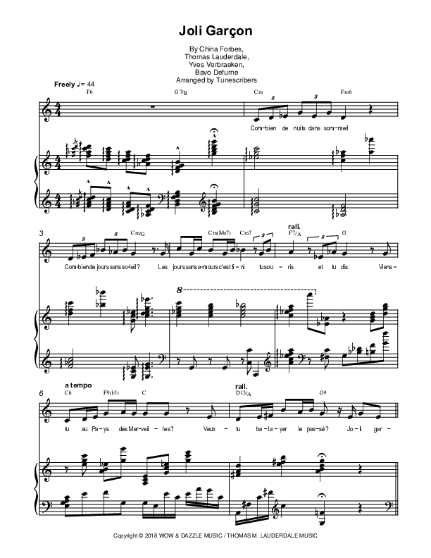 Joli Garçon (arr. Tunescribers)