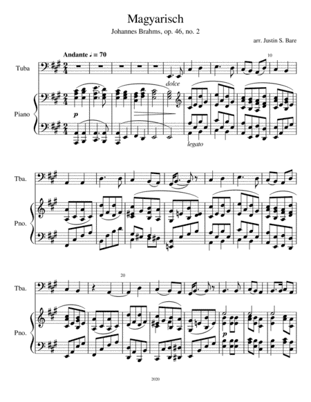 Magyarisch, op. 46, no. 2 (arr. Justin S. Bare)