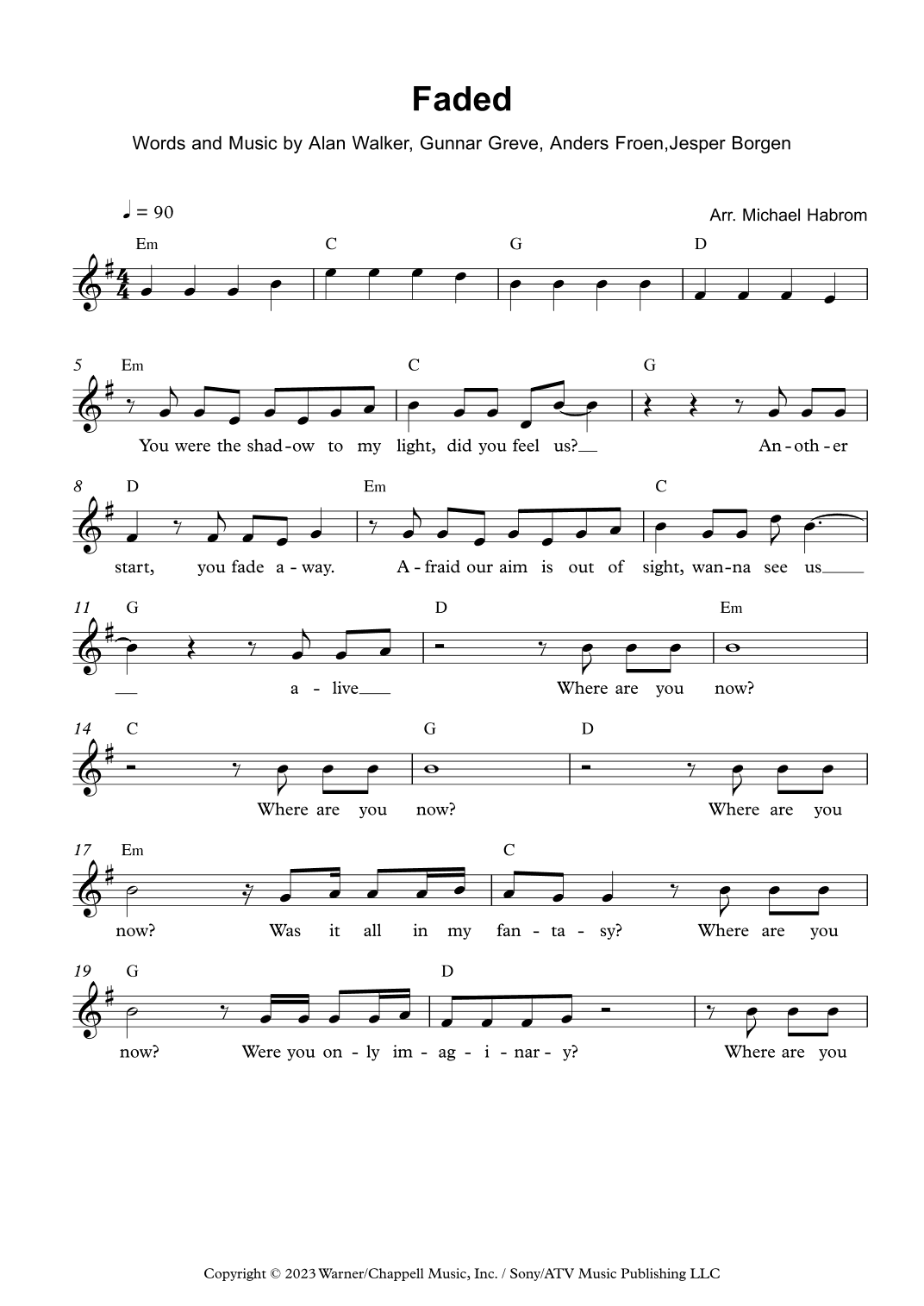 Faded (arr. Michael Habrom)