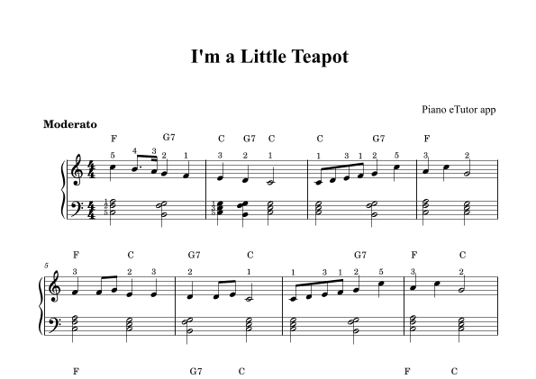 I'm a Little Teapot (folk song) - piano (arr. Piano eTutor app)