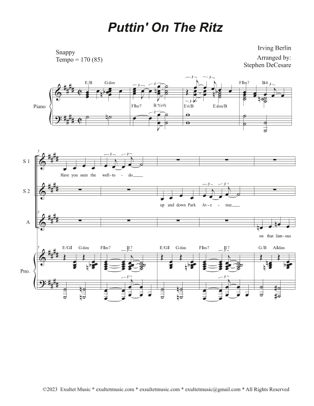 Puttin' On The Ritz (Vocal Trio - (SSA) (arr. Stephen DeCesare)