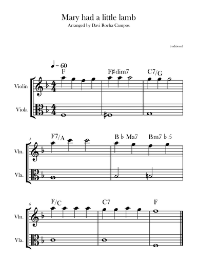 Mary had a little lamb (arr. Davi Rocha Campos)