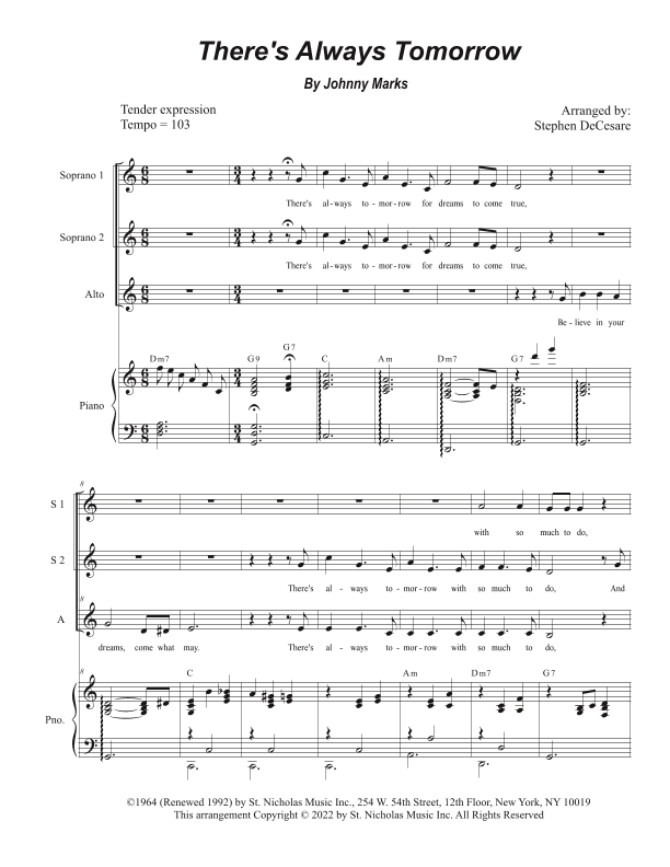 There's Always Tomorrow (arr. Stephen DeCesare)