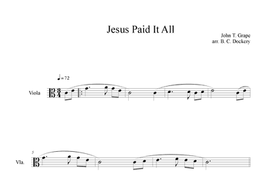Jesus Paid It All (Viola Solo) (arr. B. C. Dockery)