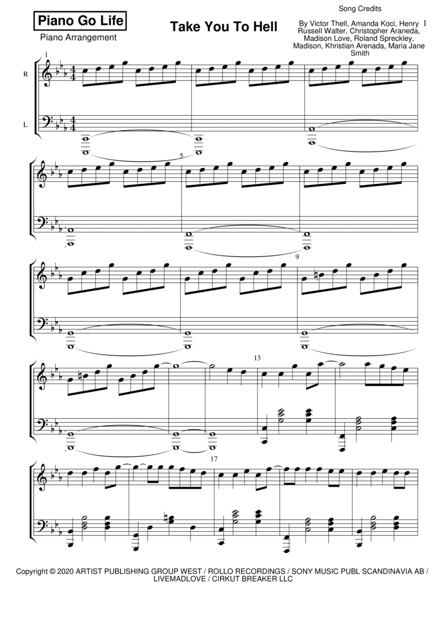 Take You To Hell (arr. Piano Go Life)