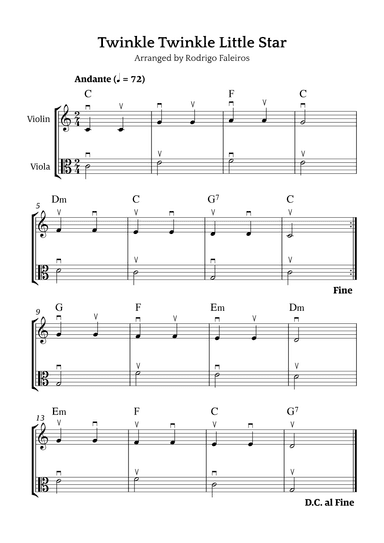 Twinkle Twinkle Little Star (for beginners) (arr. Rodrigo Faleiros)