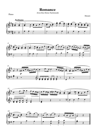 Romance  (from Eine Kleine Nachtmusik) (arr. Wesley S. SIlva)