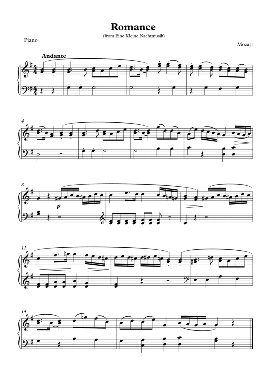 Romance  (from Eine Kleine Nachtmusik) (arr. Wesley S. SIlva)