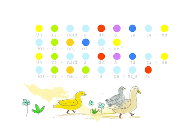 Un canard dit à sa canne french song for kids Rainbow coded music sheet Music therapy resource (arr. iEduAts Publishers)