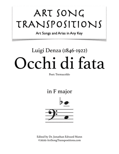 DENZA: Occhi di fata (transposed to F major, bass clef) (arr. ArtSongTranspositions.com)