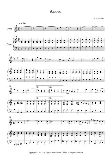 Arioso - George Frideric Handel (Oboe + Piano) (arr. Digital Book Music)