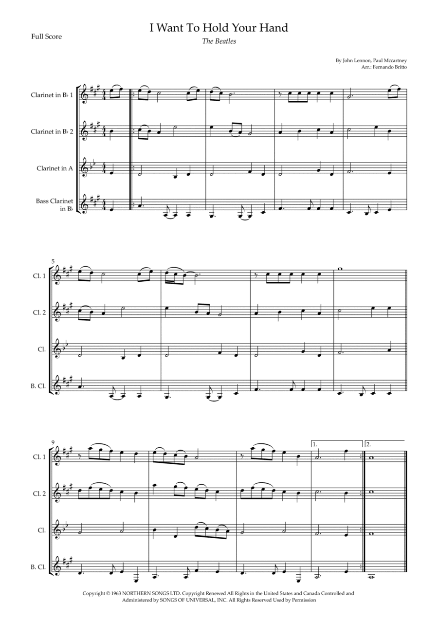 I Want To Hold Your Hand (arr. Fernando Britto)