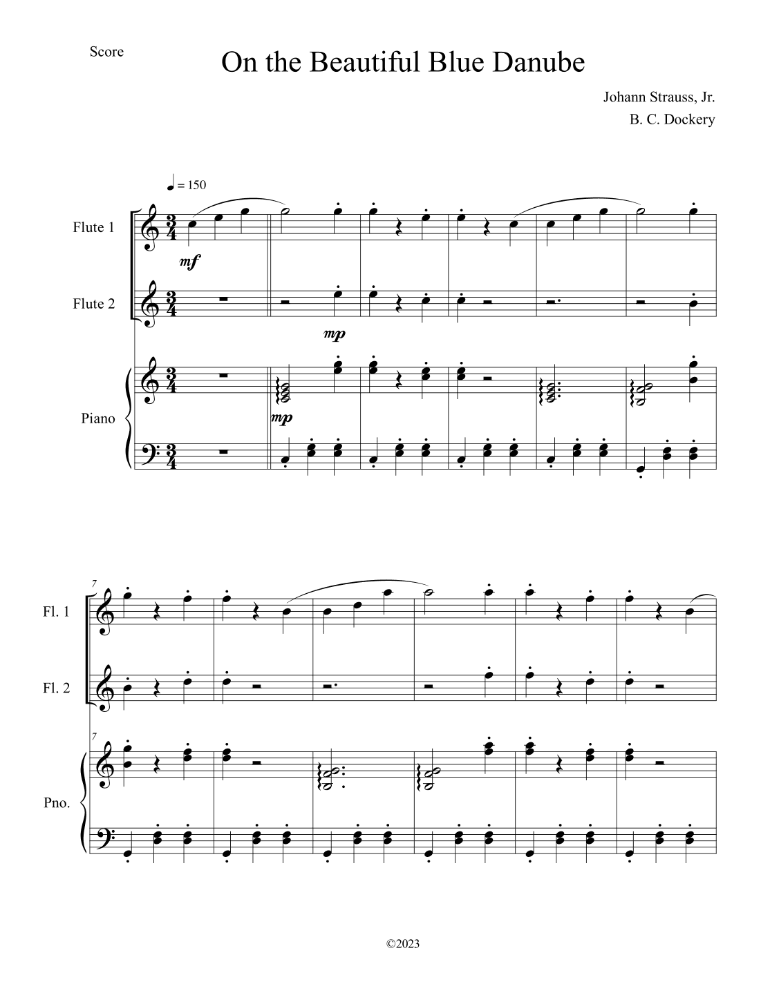The Blue Danube (Flute Duet with Piano Accompaniment) (arr. B. C. Dockery)