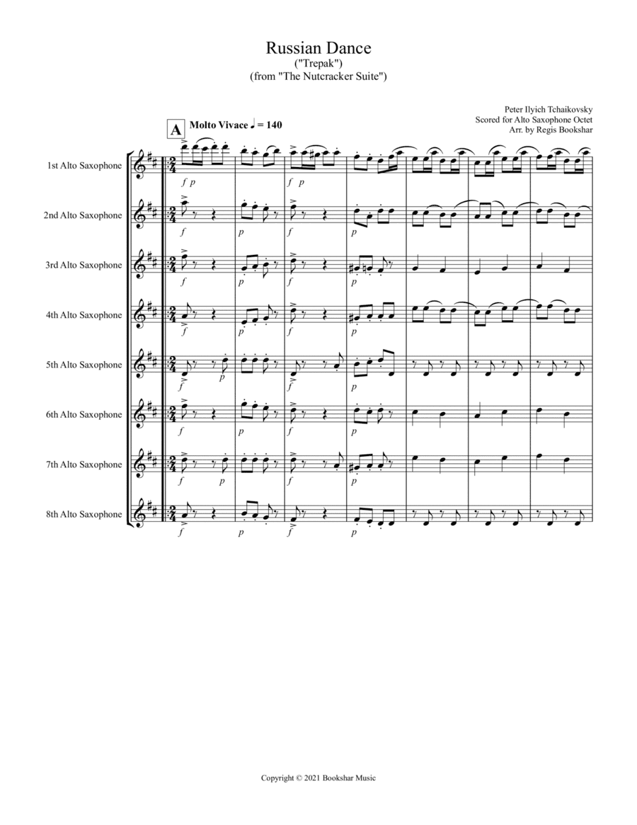 Russian Dance ("Trepak") (from "The Nutcracker Suite") (F) (Alto Saxophone Octet) (arr. Regis Bookshar)
