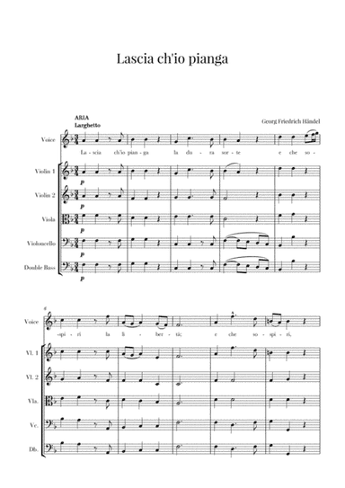 Haendel - Lascia ch’io pianga (for Soprano and String Quintet) (arr. Cadenza Editions)