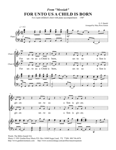 For Unto Us a Child is Born (arr. Mary Rose Jensen)