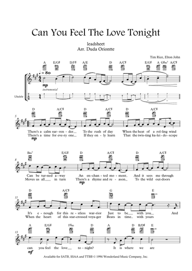 Can You Feel The Love Tonight (arr. Duda Oriontte)