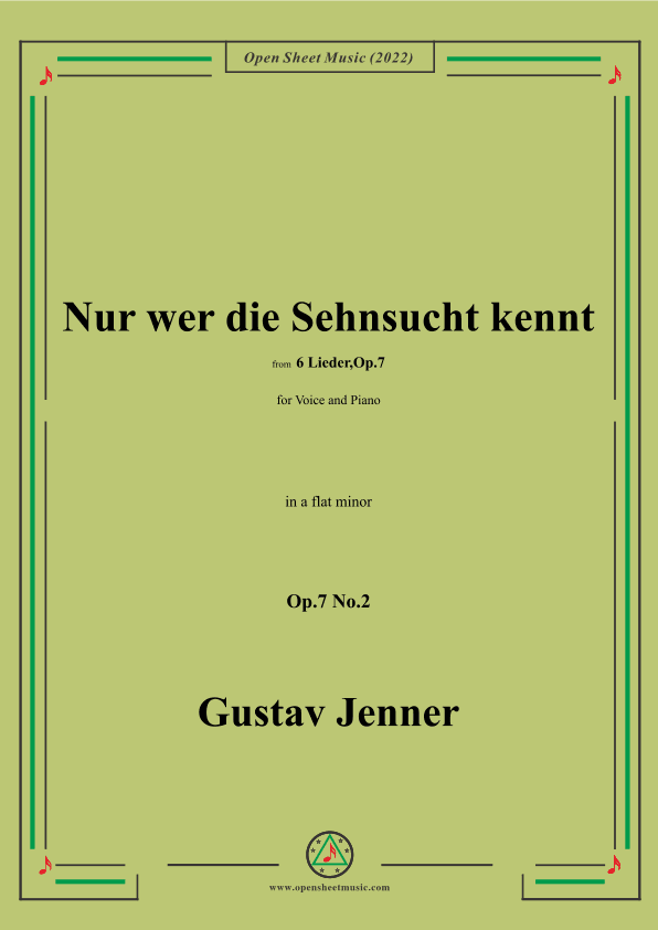 Jenner-Nur wer die Sehnsucht kennt,in a flat minor,Op.7 No.2 (arr. OSM Press)