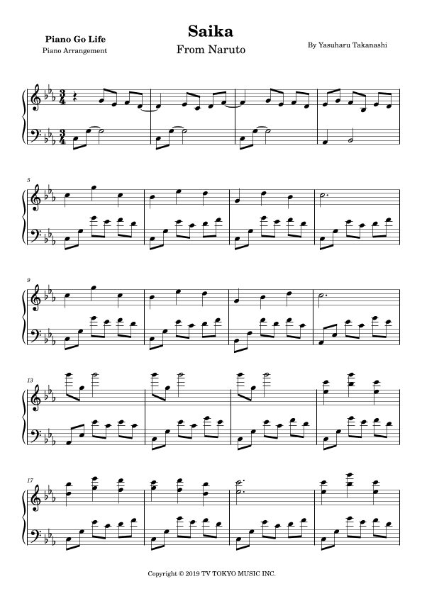 Saika (arr. Piano Go Life)