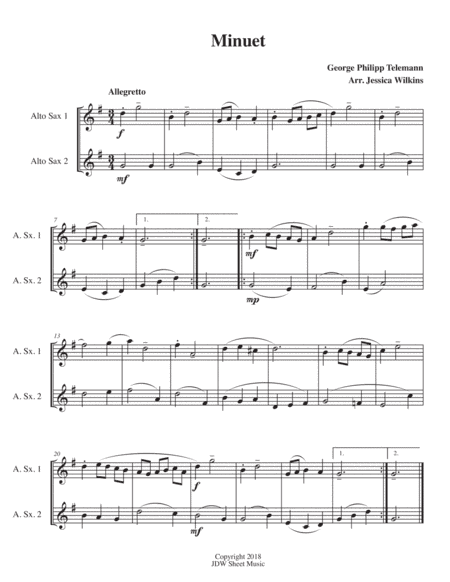 6 Easy Alto Saxophone Duets (arr. Jessica Wilkins)