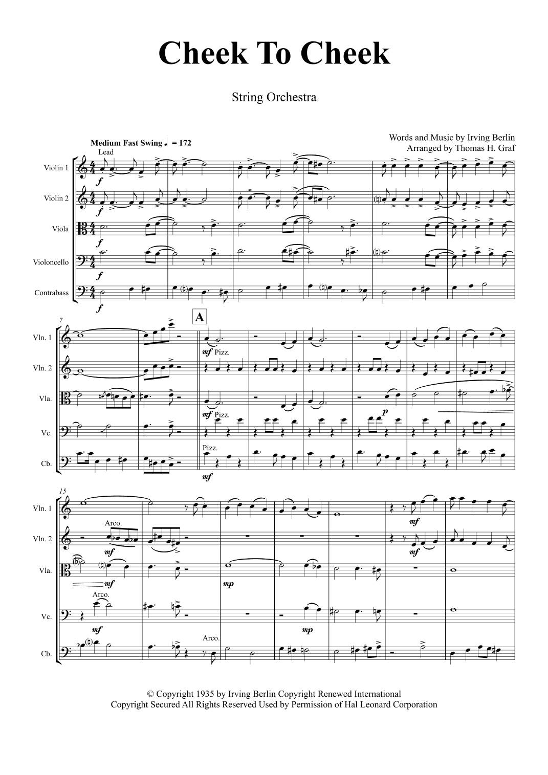 Cheek To Cheek (arr. Thomas Graf)