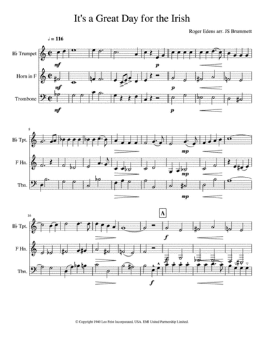 It's A Great Day For The Irish (arr. Jennifer Brummett)