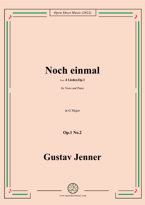 Jenner-Noch einmal,in G Major,Op.1 No.2,from '4 Lieder,Op.1' (arr. OSM Press)