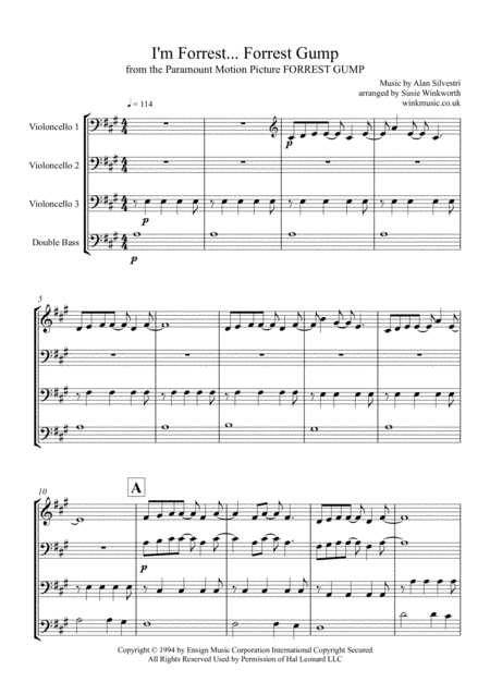 I'm Forrest... Forrest Gump  from the Paramount Motion Picture FORREST GUMP (arr. Susie Winkworth winkmusic.co.uk)