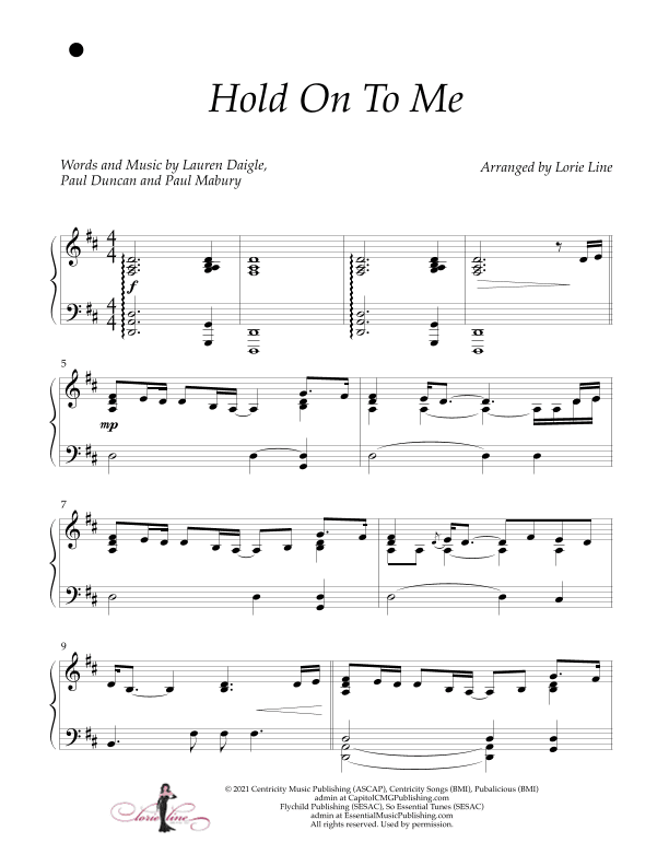Hold On To Me (arr. Lorie Line)