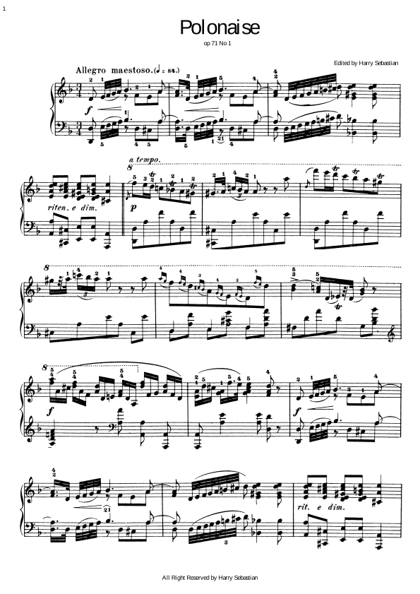 Chopin- Polonaise in D minor Op. 71 No. 1 (arr. Harry Sebastian)