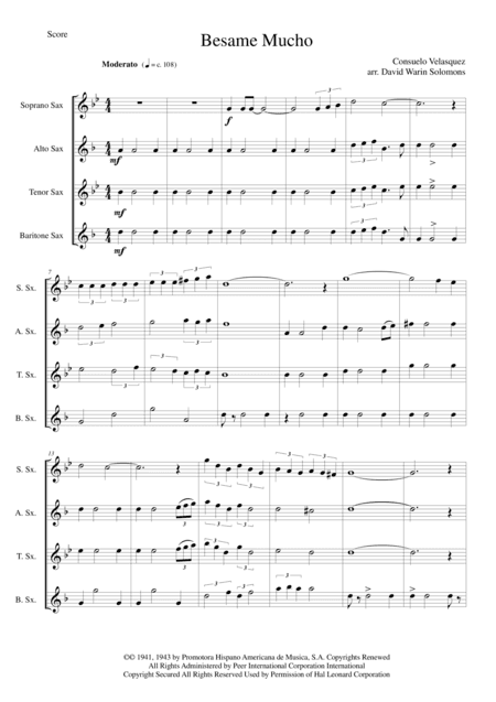 Besame Mucho (Kiss Me Much) (arr. David Warin Solomons)