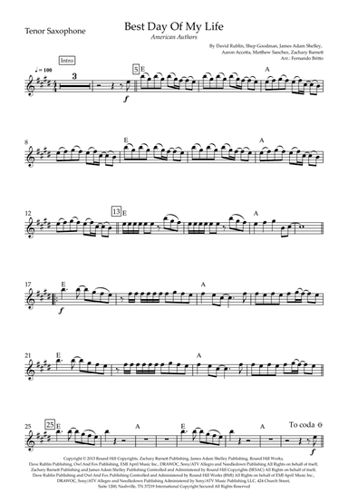 Best Day Of My Life (arr. Fernando Britto)