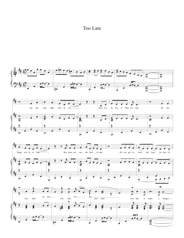 Too Late (arr. Biegler)