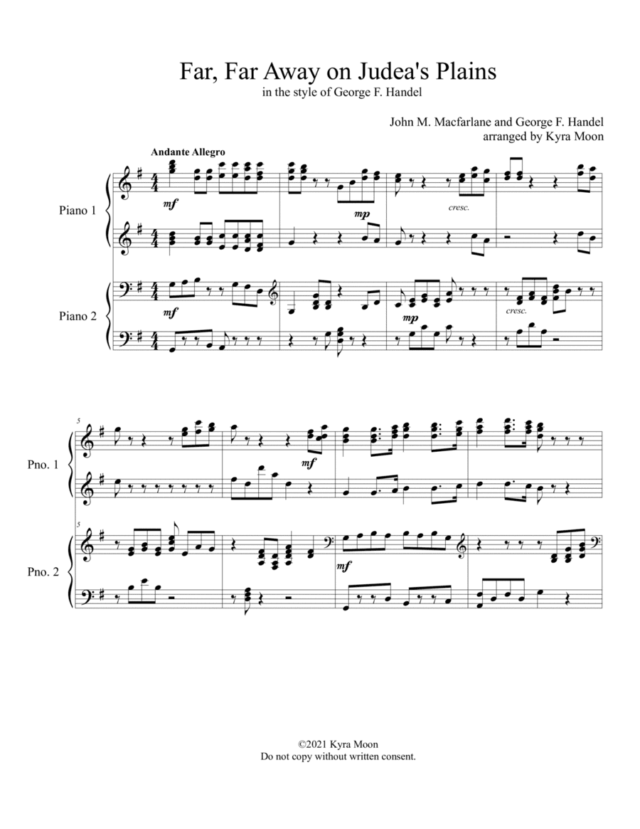 Far, Far Away on Judea's Plains in the style of Handel, Duet (arr. Kyra Moon)