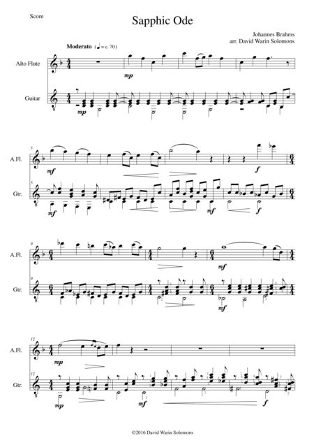 Sapphic Ode for alto flute and guitar (arr. David Warin Solomons)