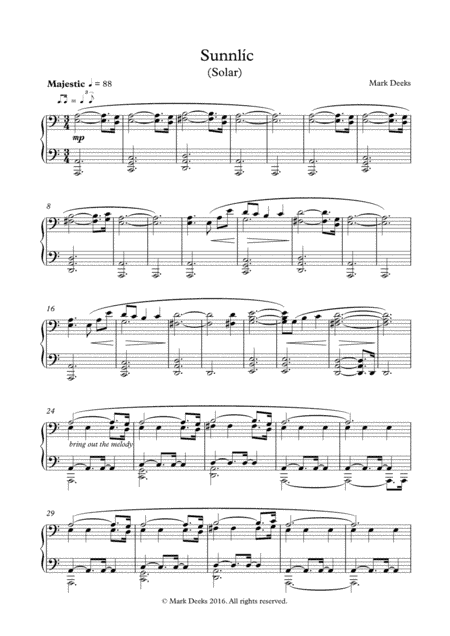 Sunnlíc - Piano Solo