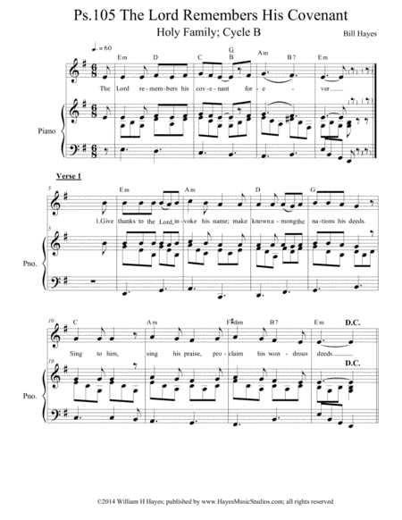 Psalm 105:  The Lord Remembers His Covenant (piano/vocal)