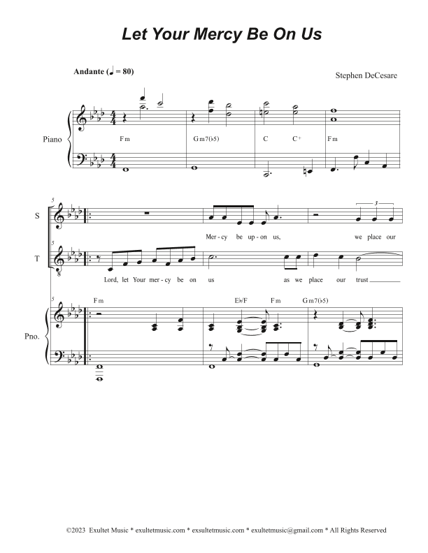 Let Your Mercy Be On Us (2-part choir - (Soprano and Tenor)