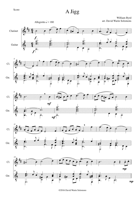 Byrd's Jigg for clarinet and guitar (arr. David Warin Solomons)