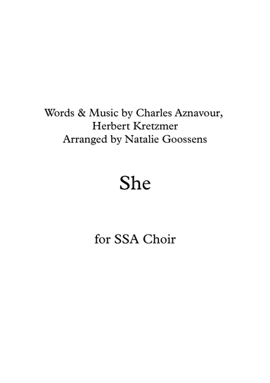 She (arr. Natalie Goossens)