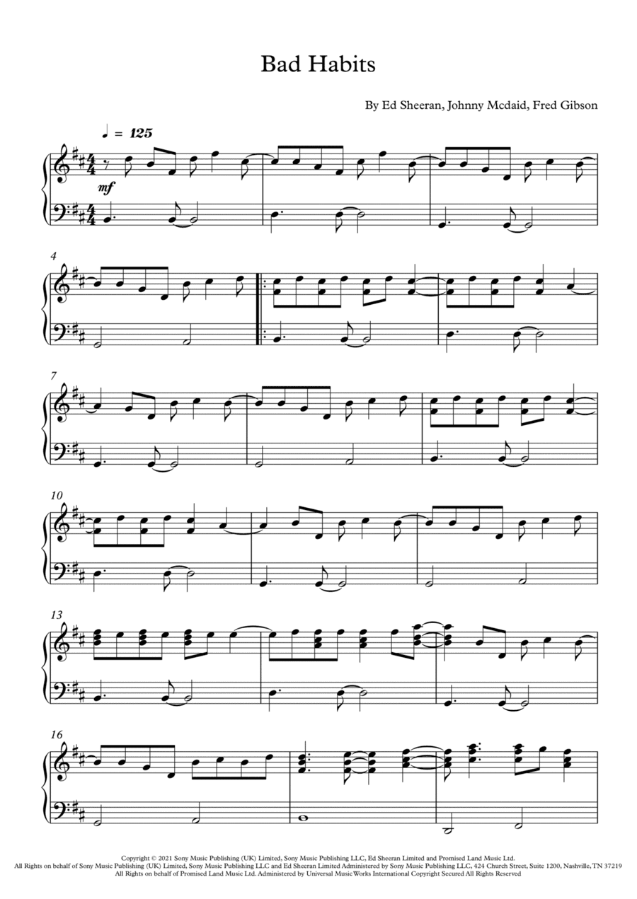 Bad Habits (arr. Fernanda Moura)