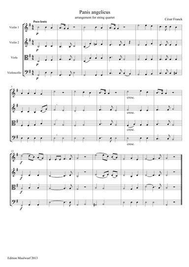 Panis Angelicus (string quartet) (arr. Edition Maulwurf)
