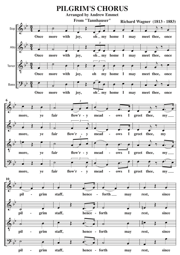 Pilgrim's Chorus A Cappella SATB (arr. Andrew Emmet)