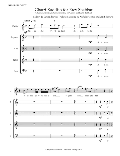 Chatzi Kaddish (Sulzer) (arr. Raymond Goldstein)