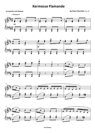 Kermesse Flamande by Henri van Gael (arr. Leah Ginzburg)
