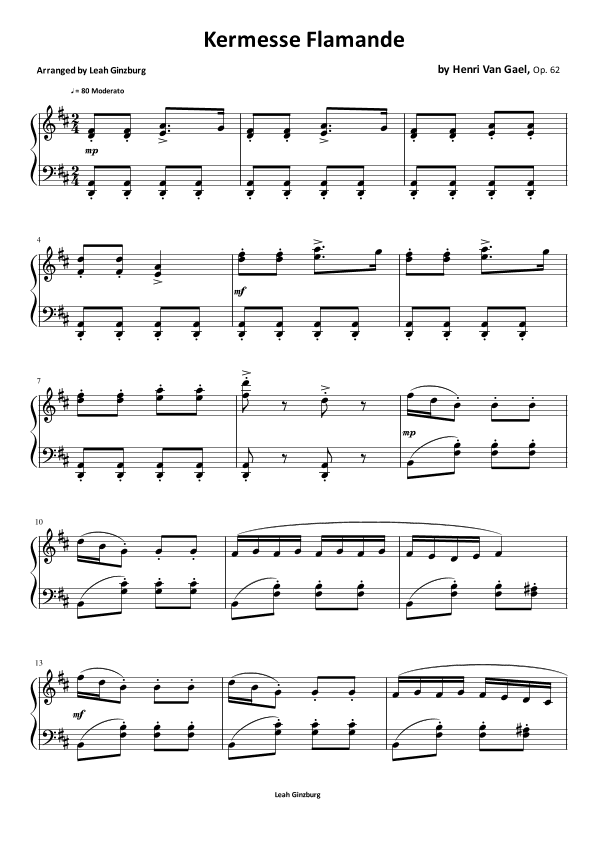 Kermesse Flamande by Henri van Gael (arr. Leah Ginzburg)
